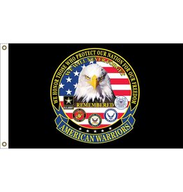 Flag - 3'x5' American Warriors Made In USA Nylon-Glow