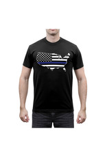 America Map Thin Blue Line T-Shirt