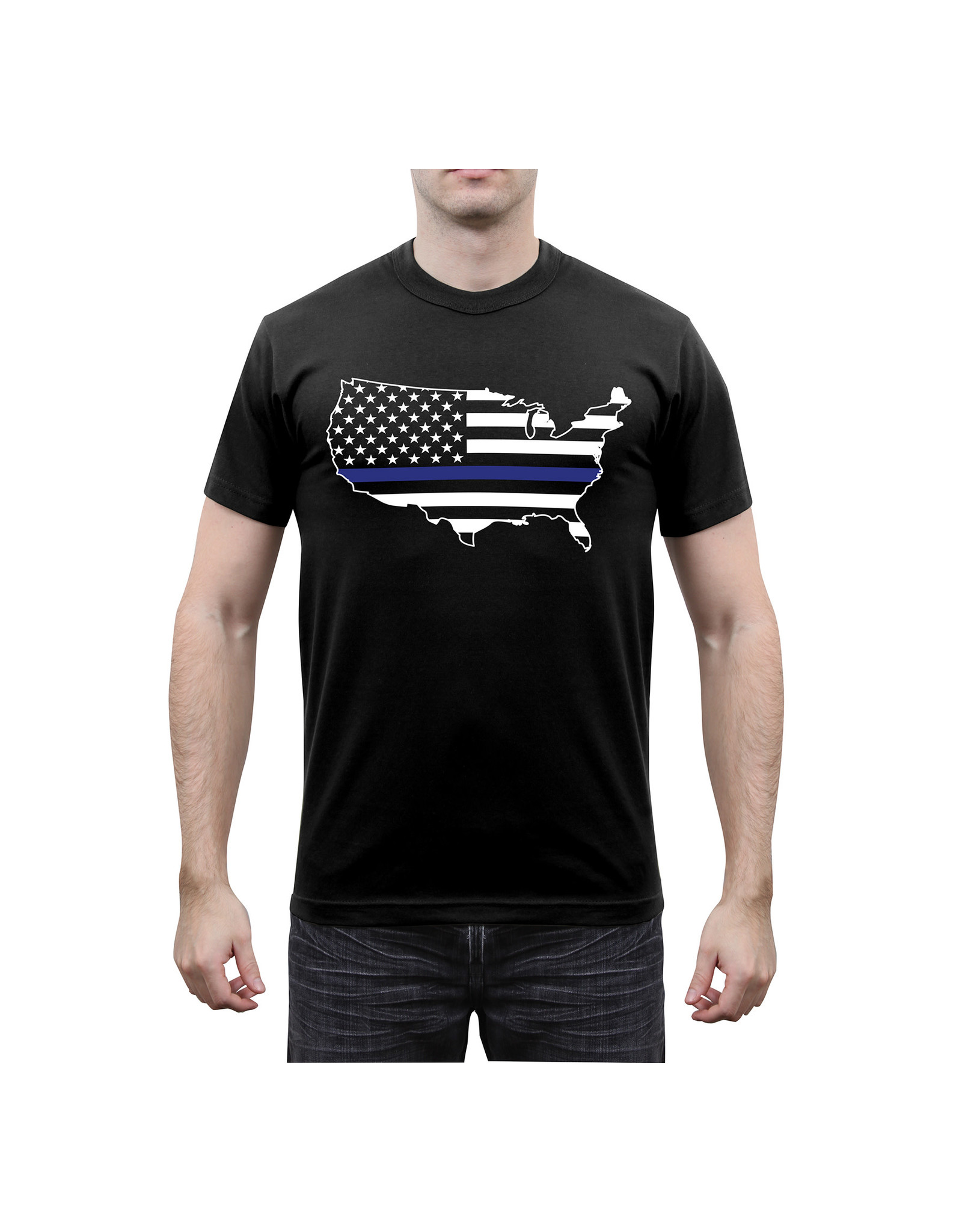 America Map Thin Blue Line T-Shirt