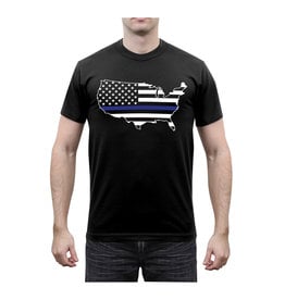 America Map Thin Blue Line T-Shirt