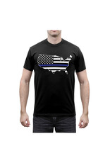 America Map Thin Blue Line T-Shirt