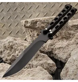Black Slotted Skeleton Butterfly Knife