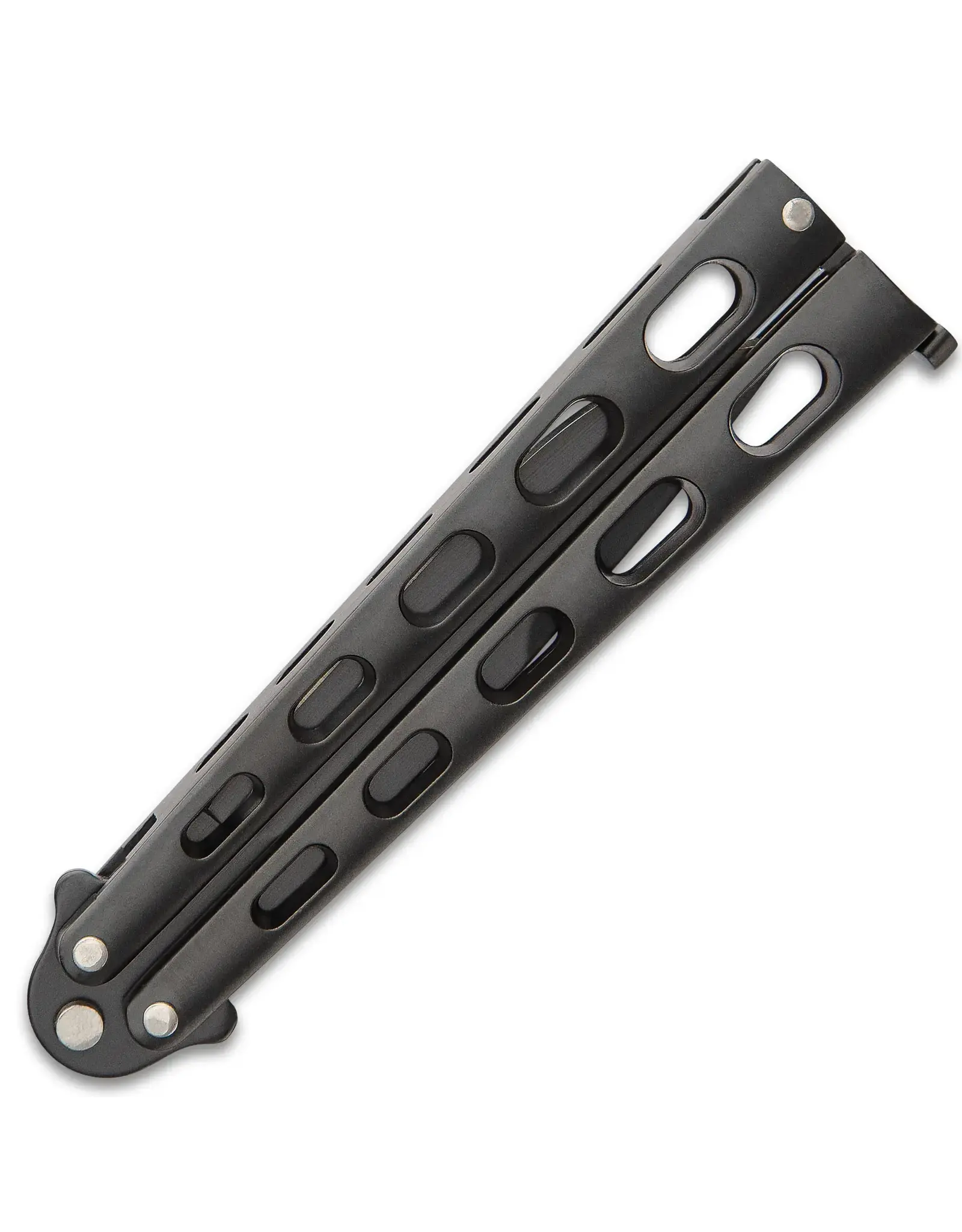 Black Slotted Skeleton Butterfly Knife