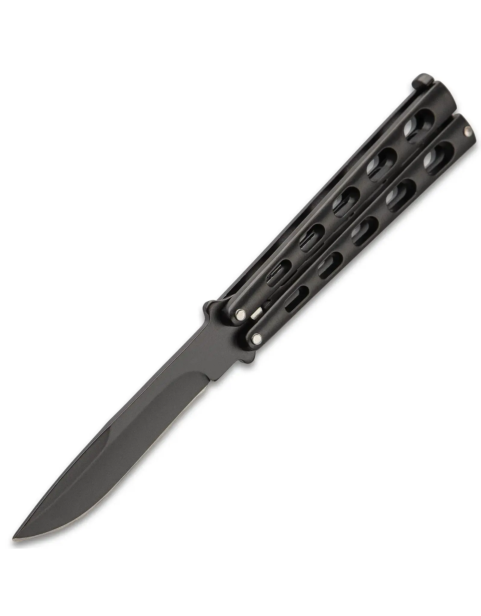 Black Slotted Skeleton Butterfly Knife