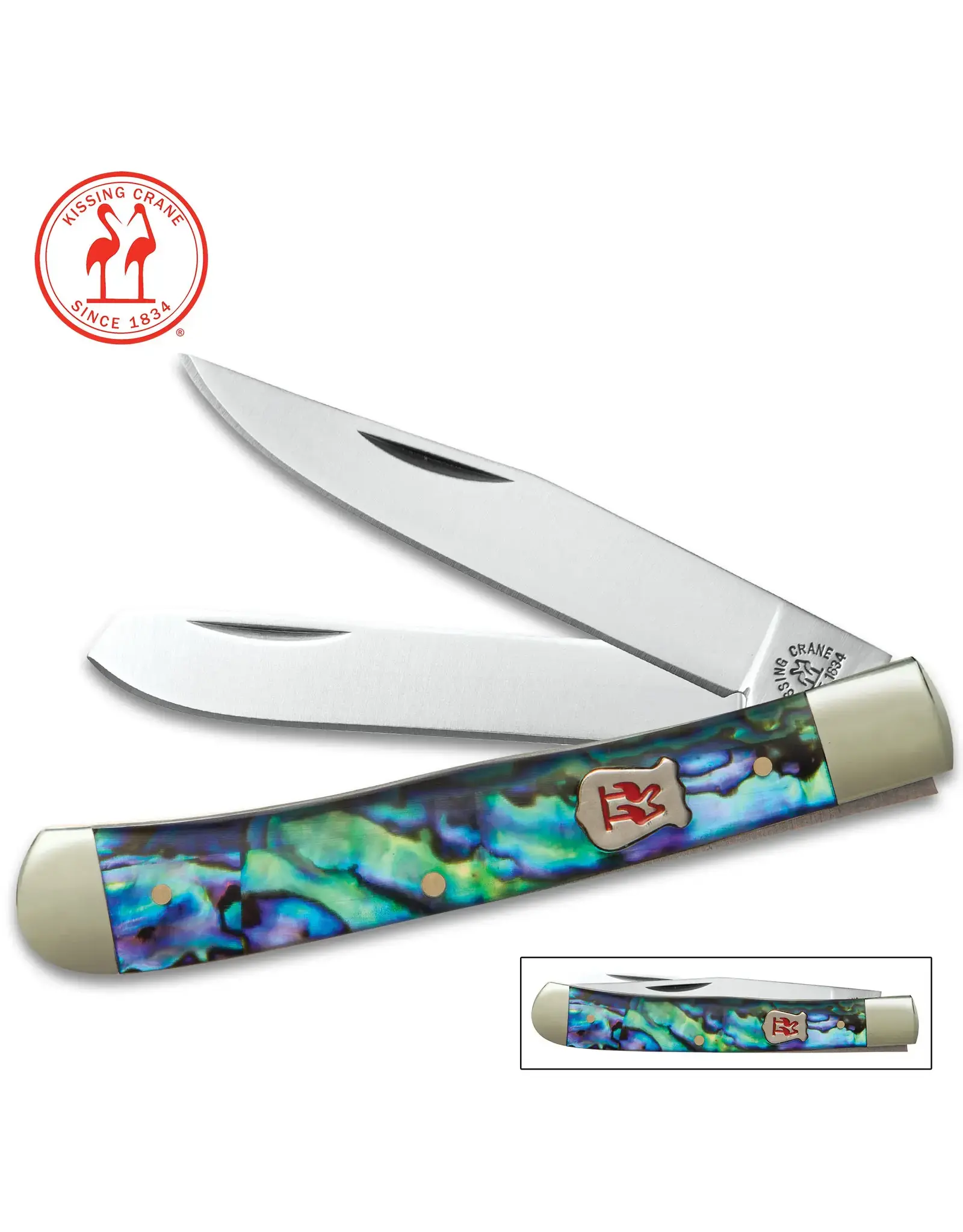Kissing Crane Trapper Abalone Pocket Knife