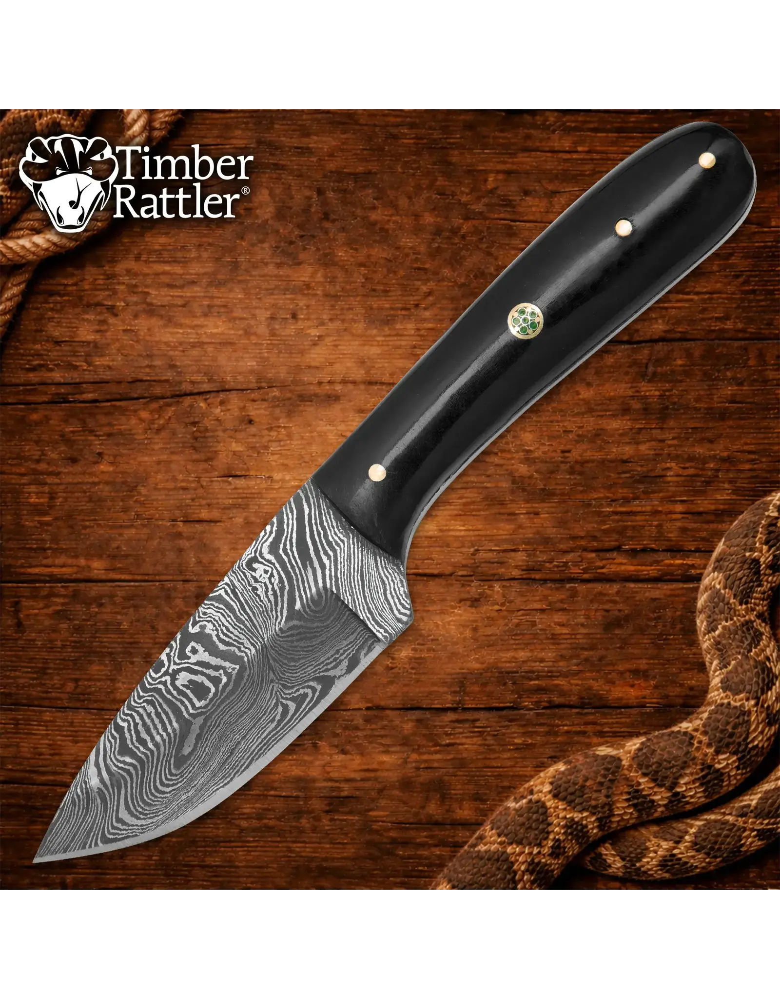Timber Rattler Terra Preta Damascus Fixed Blade Knife