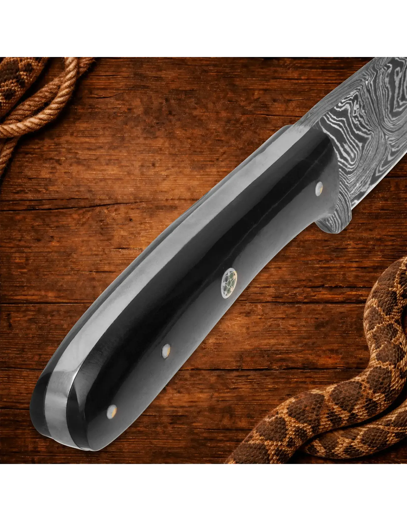 Timber Rattler Terra Preta Damascus Fixed Blade Knife