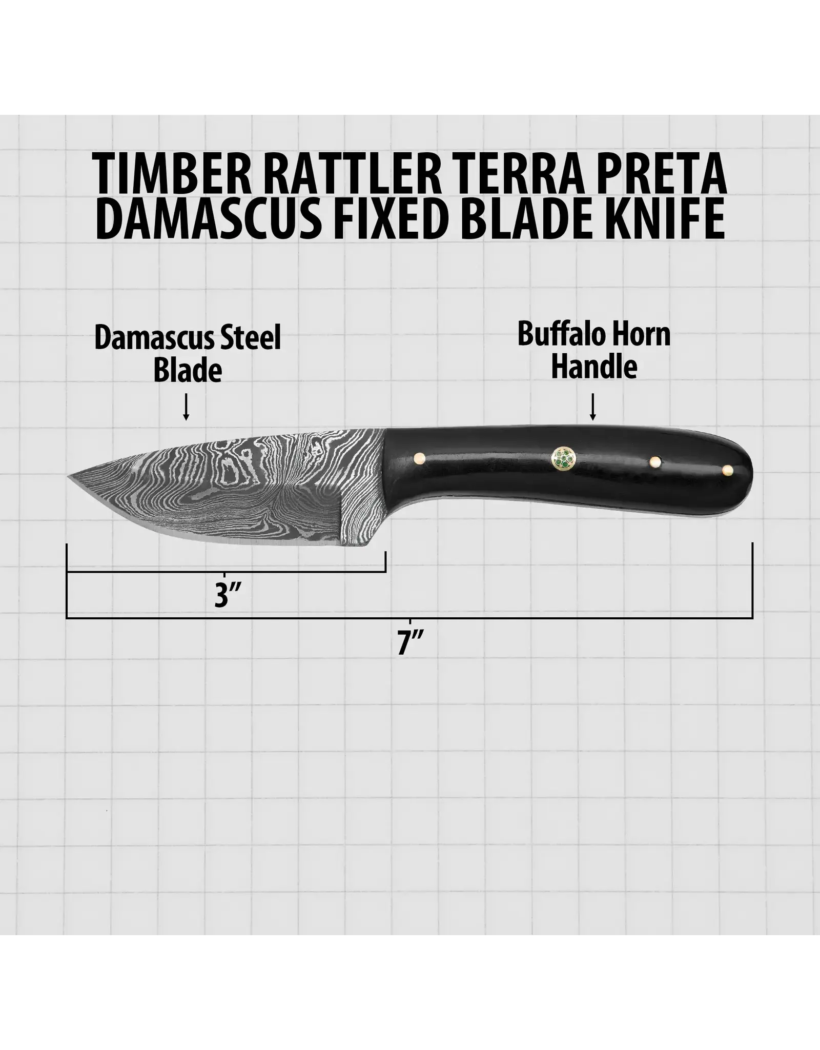 Timber Rattler Terra Preta Damascus Fixed Blade Knife