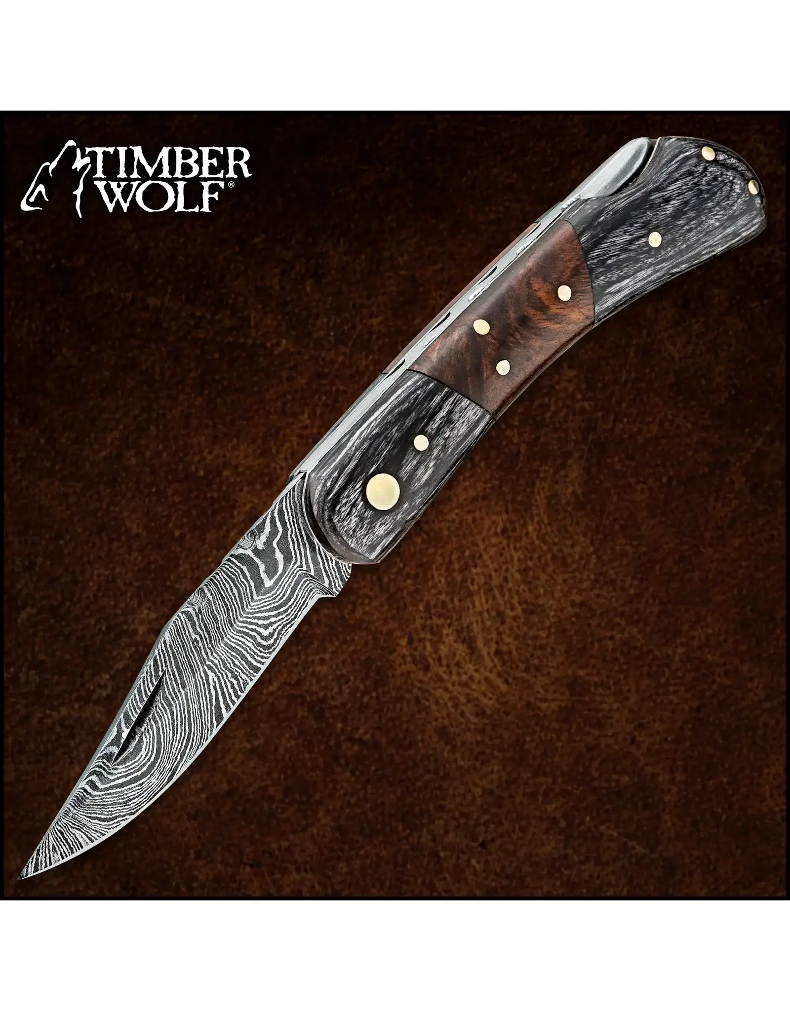 Timber Wolf Damascus Pocket Knife