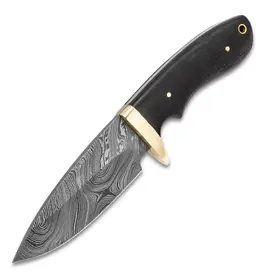 Timber Wolf Bear River Damascus Skinner W/ Sheath