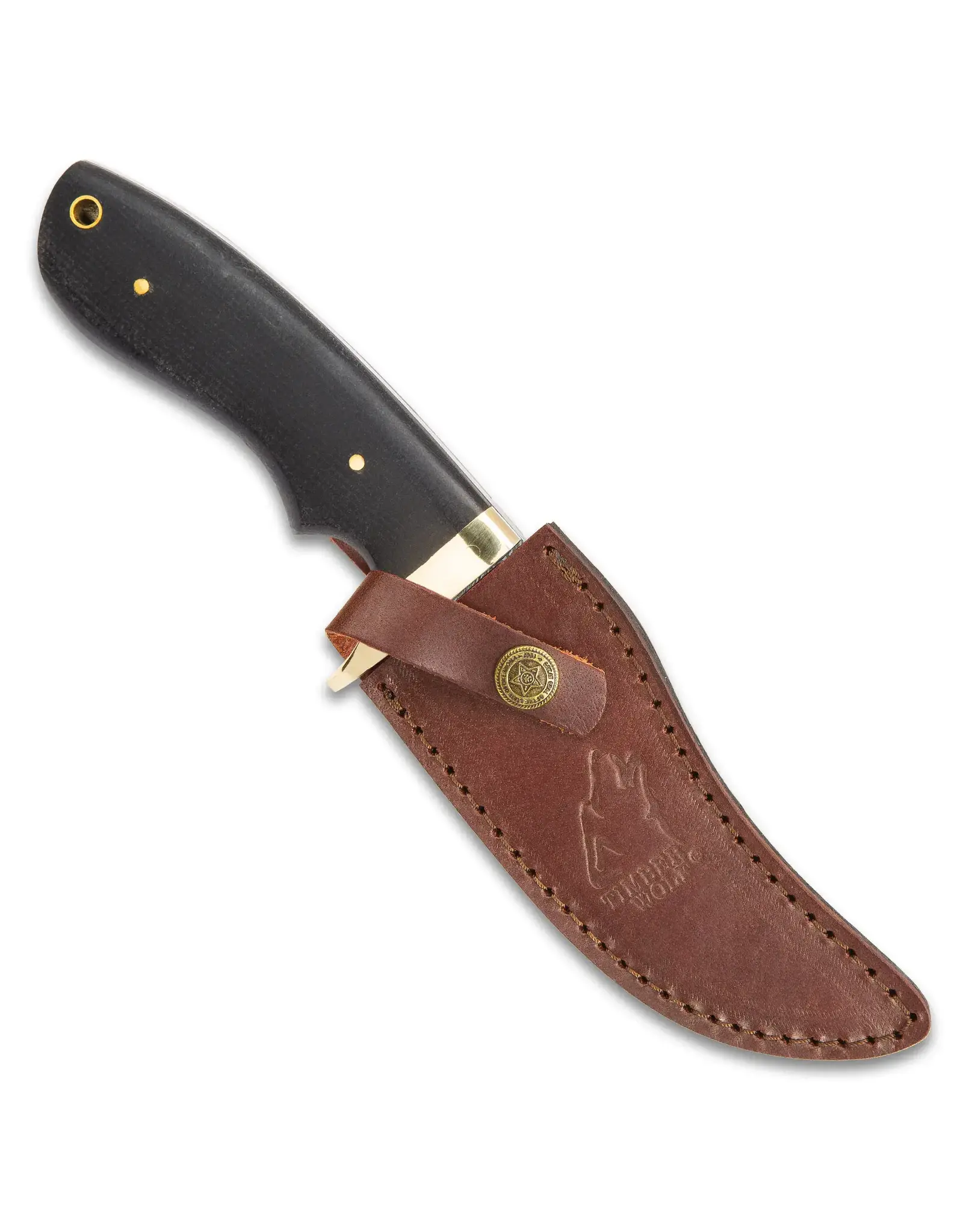Timber Wolf Bear River Damascus Skinner W/ Sheath
