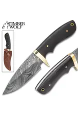 Timber Wolf Bear River Damascus Skinner W/ Sheath