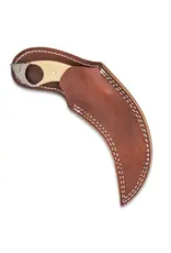Timber Wolf Creamy Bone Karambit Knife With Sheath - Damascus Steel Blade