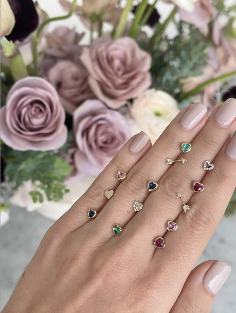 EF Collection 14K Baby Gold Heart Stud