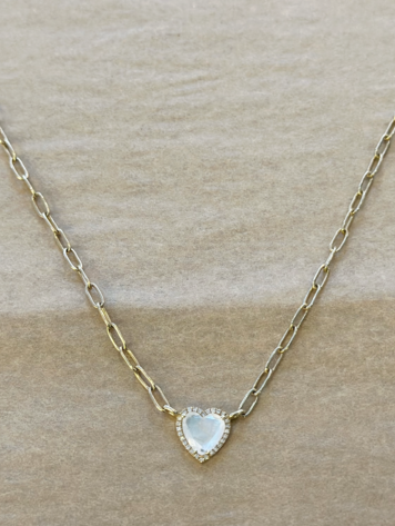 AM Heart Moonstone Diamond Necklace