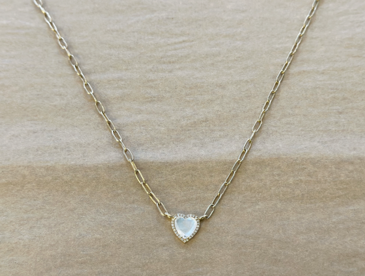AM Heart Moonstone Diamond Necklace