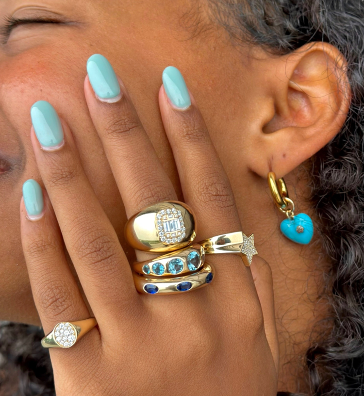 Paula Rosen 14K Gold Sapphire Donut Ring - Size 7