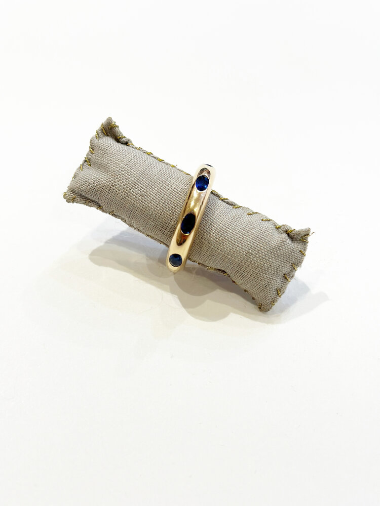 Paula Rosen 14K Gold Sapphire Donut Ring - Size 7