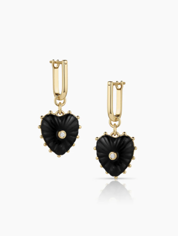 Thatch Isabel Onyx Heart Earrings