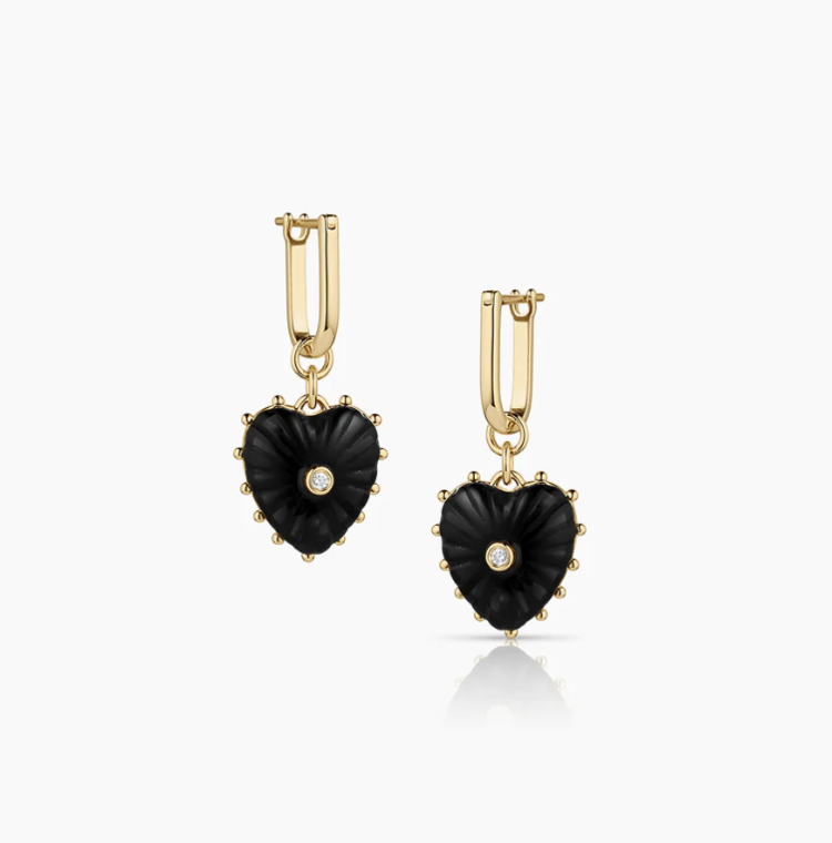 Thatch Isabel Onyx Heart Earrings