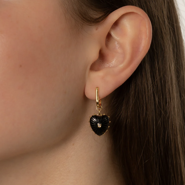Thatch Isabel Onyx Heart Earrings