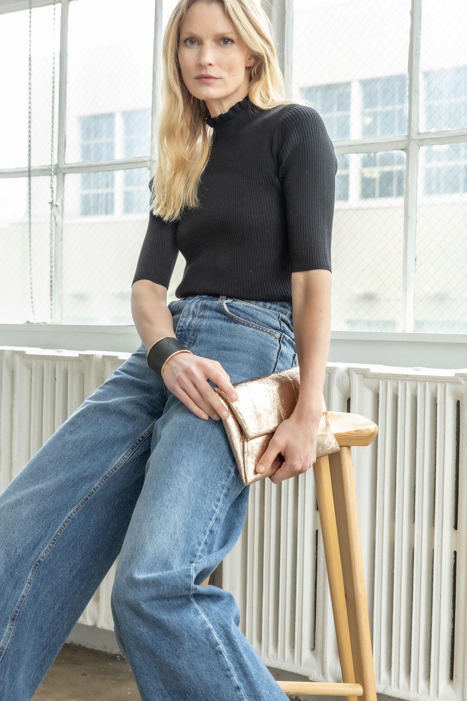 ruffle mock neck top