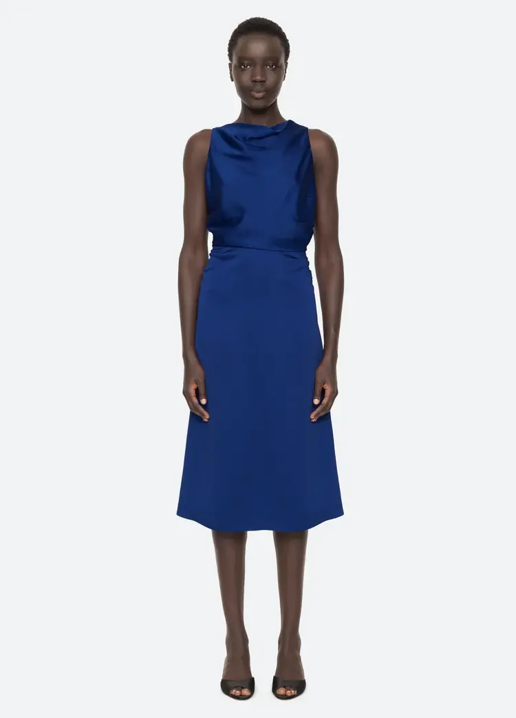 Sea NY Noa Satin Halter Cowl Dress