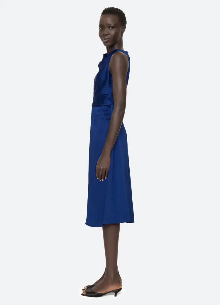Sea NY Noa Satin Halter Cowl Dress