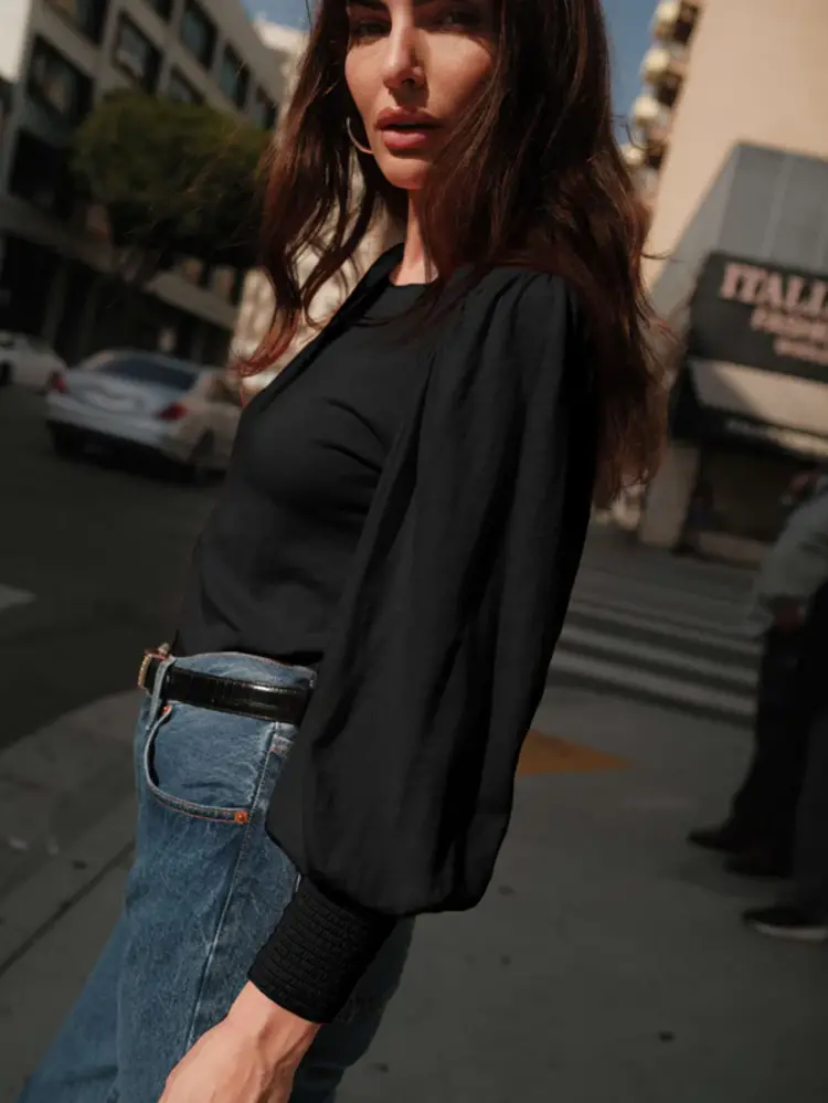 Nation Loren Smocked Peasant Tee