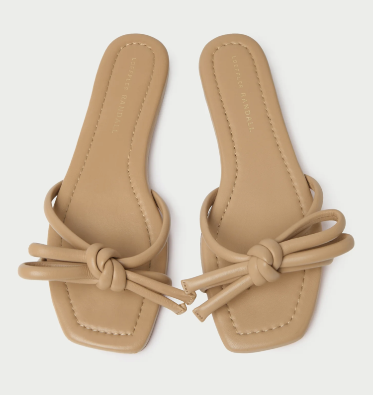 Loeffler Randall Hadley Leather Bow Flat Sandal