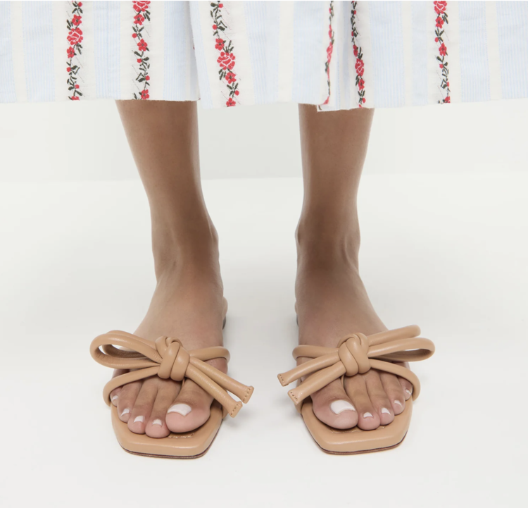 Loeffler Randall Hadley Leather Bow Flat Sandal