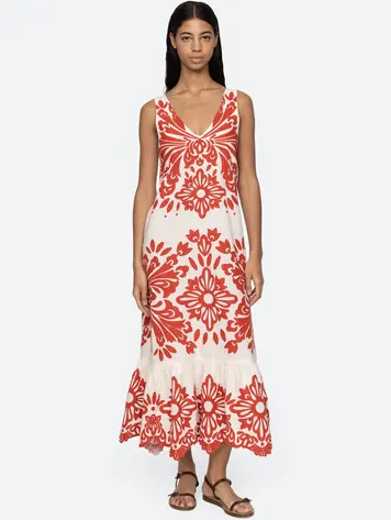 Sea NY Lilana Applique Maxi Tank Dress