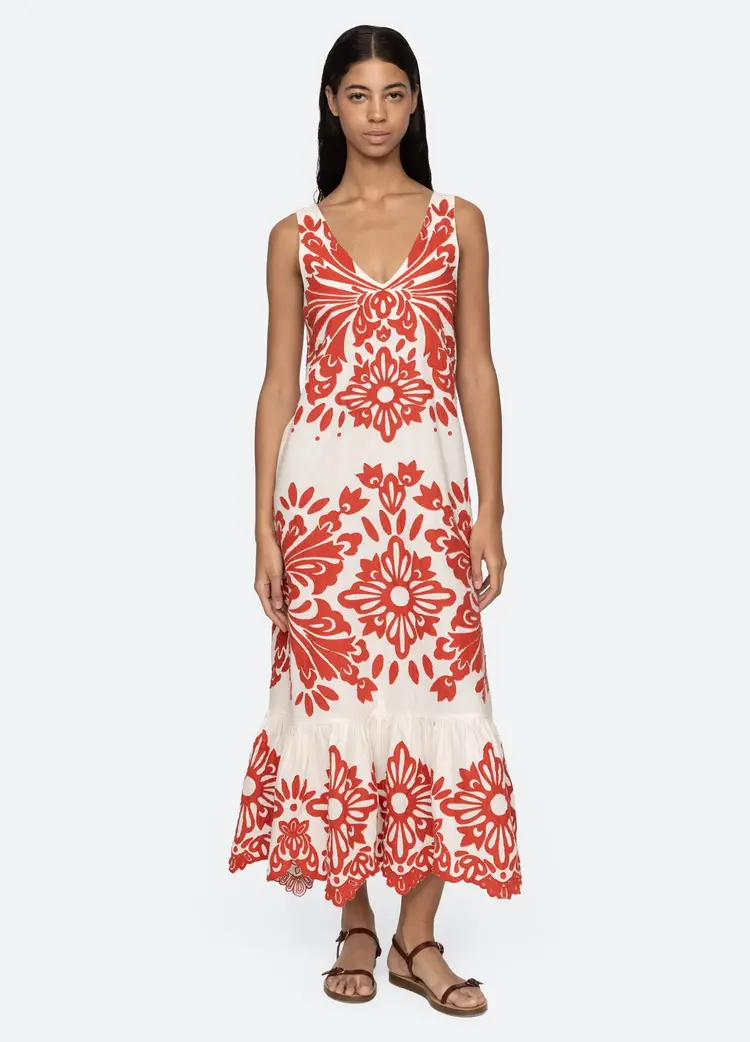 Sea NY Lilana Applique Maxi Tank Dress