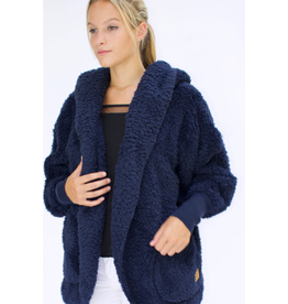Nordic Beach Nordic Beach MN Midnight Navy Cozy Hooded Wrap One Size