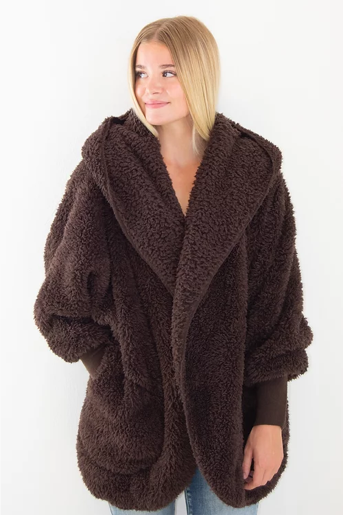 Nordic Beach NB Cozy Hooded Wrap One Size DC- Dark Chocolate - The ...