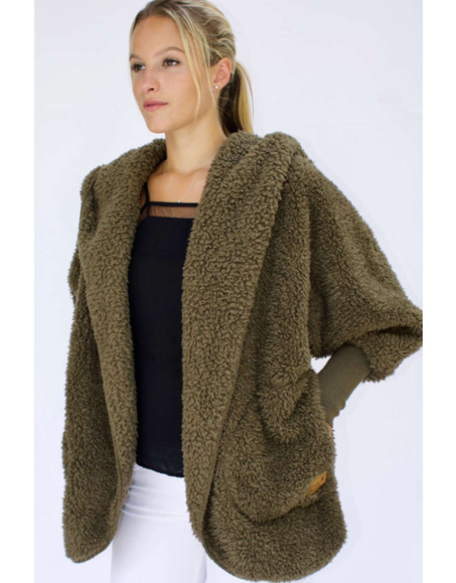 Nordic Beach Nordic Beach NB-OU Cozy Hooded Wrap One Size  Olive