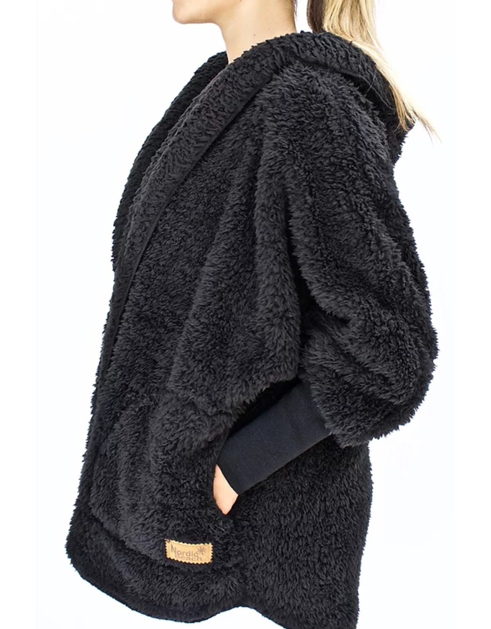 Nordic Beach Nordic Beach NB-BL Cozy Hooded Wrap One Size  Black Licorice