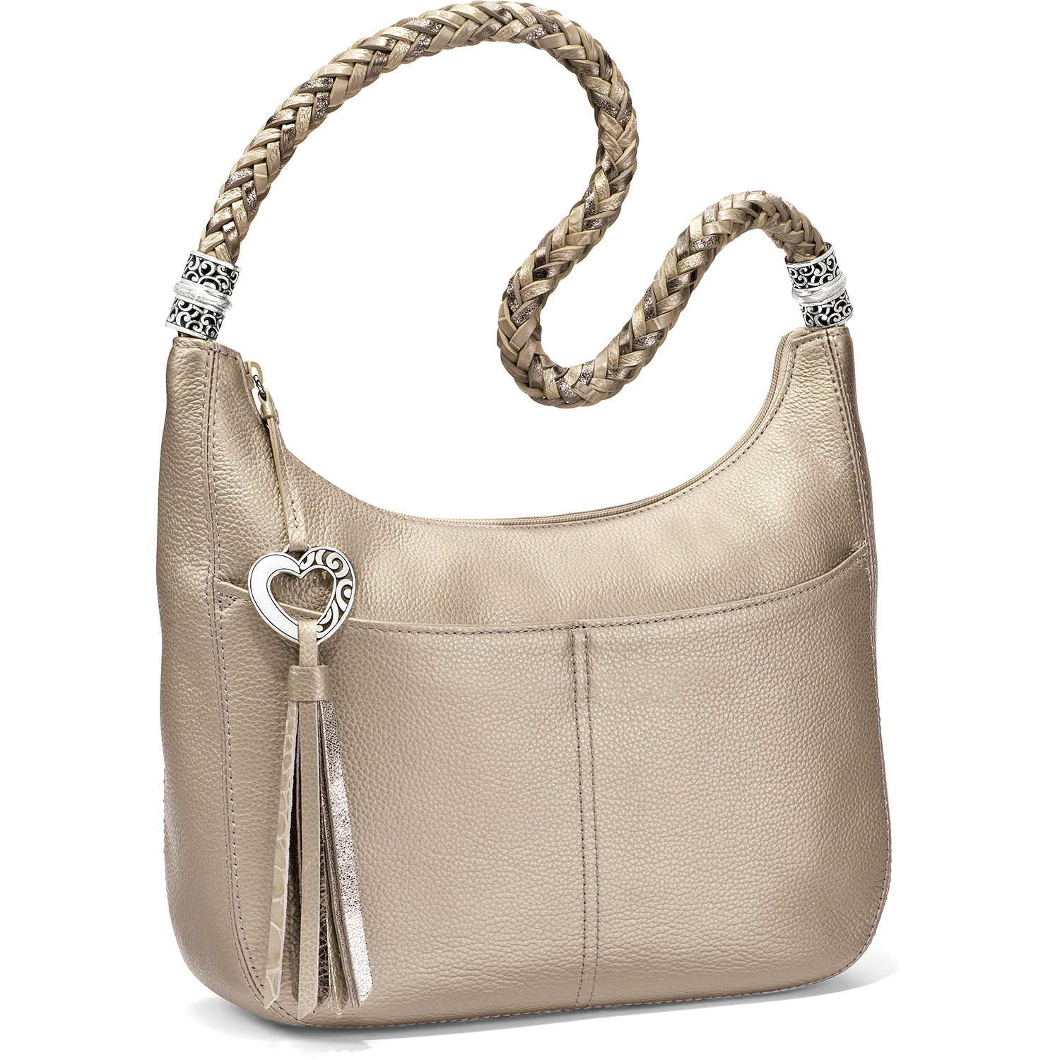 Brighton H204AZ Zinc Pearl Barbados Ziptop Hobo - The Mercantile
