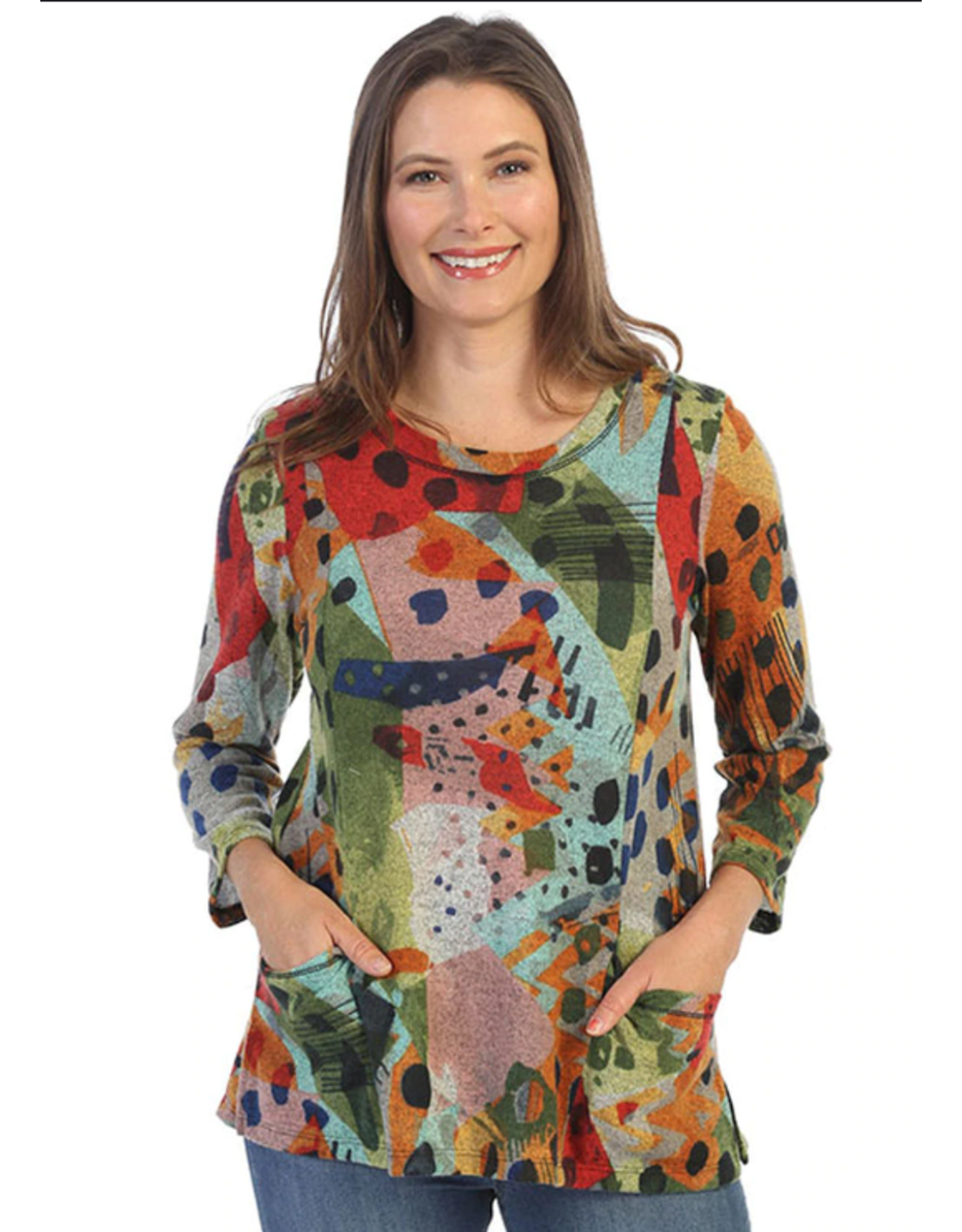 Jess & Jane Jess B1-1512 Pop Art Heather Tunic with Pocket
