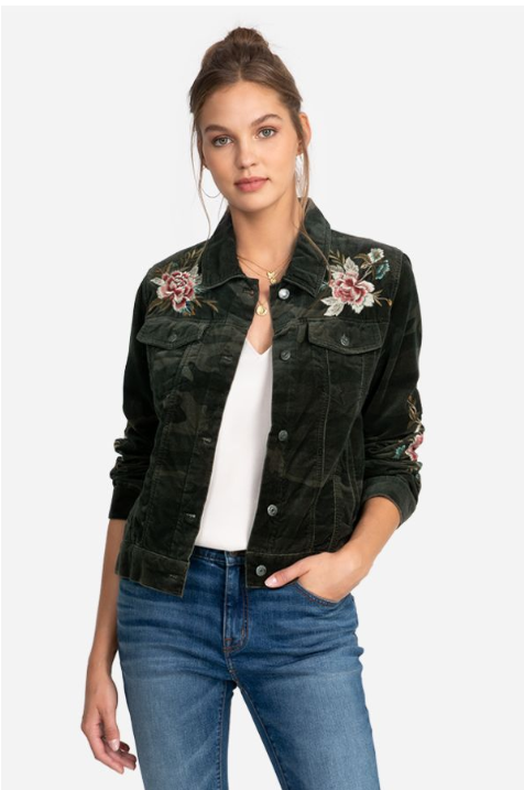 JWas W49920-8 Elara Velveteen Camo Trucker Jacket - The Mercantile at ...