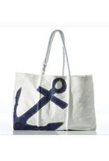Sea Bags Sea Bags S324520 Large Tote White Handles Navy Anchor