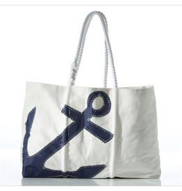Sea Bags Sea Bags S324520 Large Tote White Handles Navy Anchor