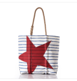 Sea Bags Sea Bags S003214 Medium Tote Hemp Handles Breton Stripe & Star