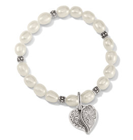 Brighton Brighton JF8003 Ornate Heart Pearl Stretch Bracelet