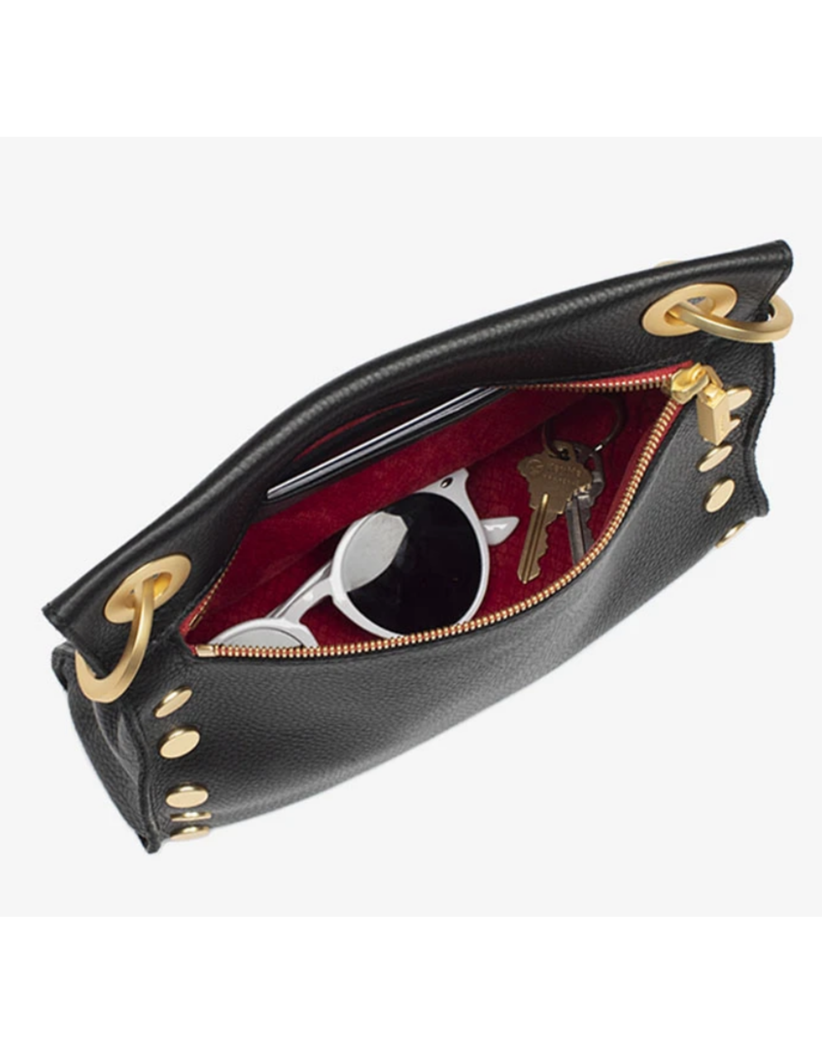 Hammitt Hammitt Tony Medium Black Brushed Gold Red Zipper Handbag 13064