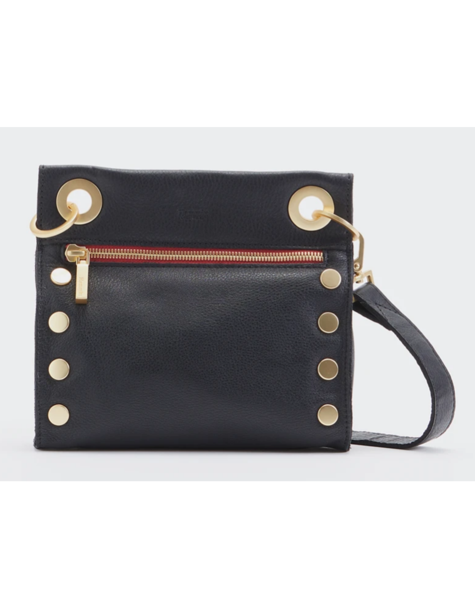 Hammitt Hammitt Tony Small Black Brushed Gold Red Zipper Handbag 14145