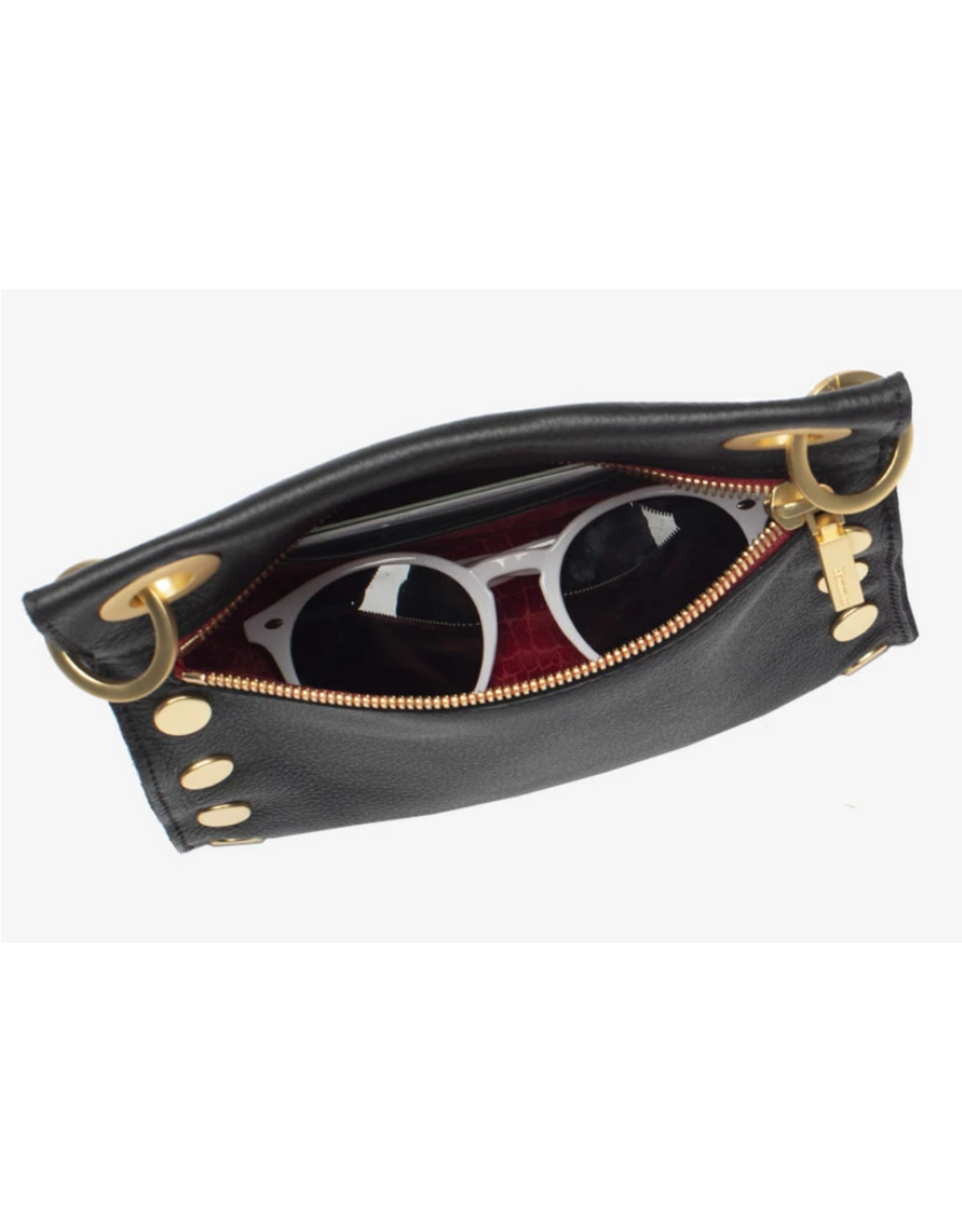 Hammitt Hammitt Tony Small Black Brushed Gold Red Zipper Handbag 14145