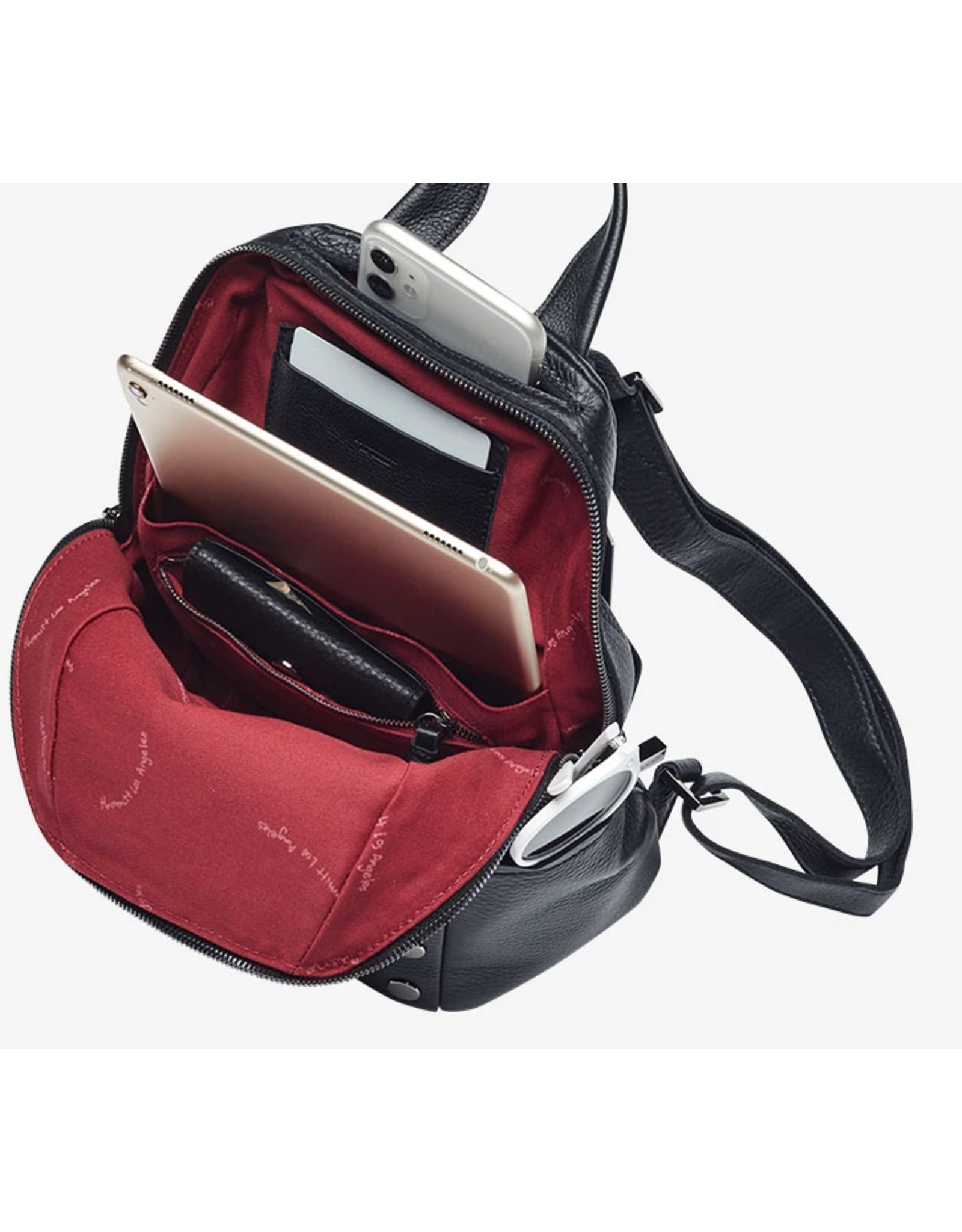 Hammitt Hammitt Hunter Medium Black Gunmetal Red Zip Backpack 15504