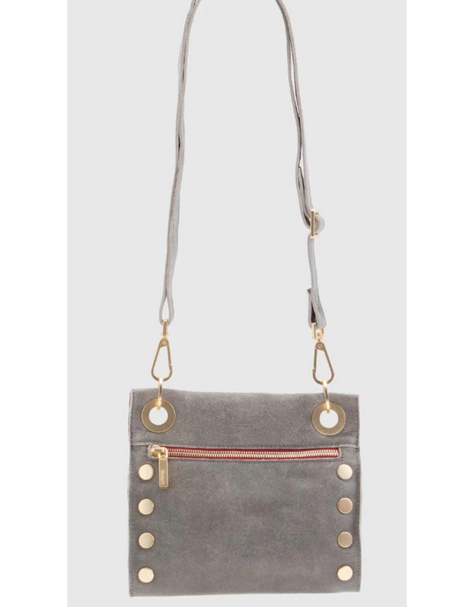 Hammitt Hammitt Tony Small Pewter Brushed Gold Red Zipper Handbag 14145