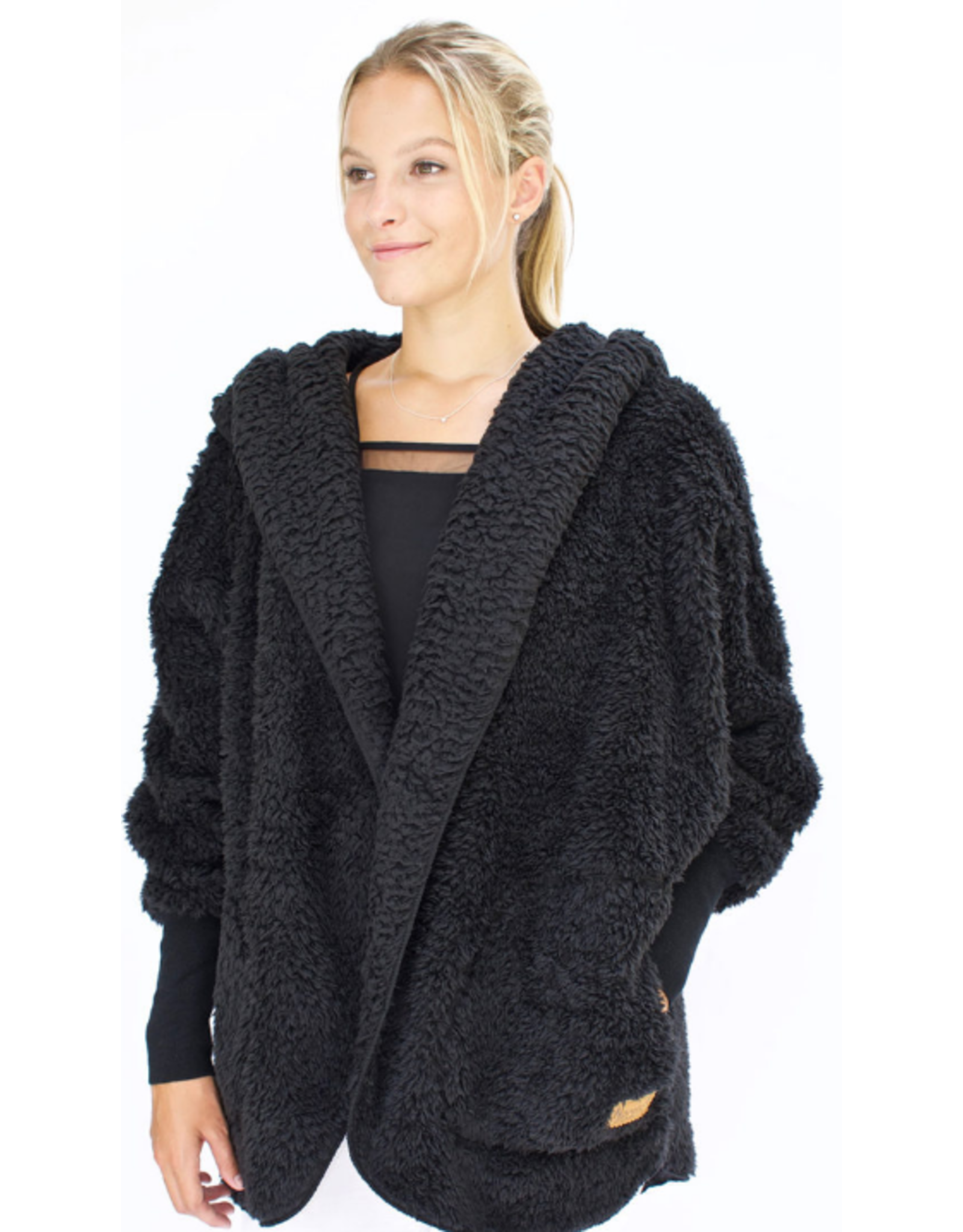 Nordic Beach Nordic Beach NB-P-BL Petite Cozy Hooded Wrap One Size  Black Licorice